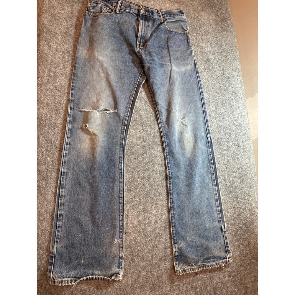Levi's 517 Jeans Men's 36x32 Distressed Vintage Bootcut Blue Denim 2013